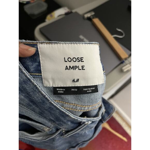 H&M Loose Ample 5 Pocket Rounded Leg Relaxed Fit Jeans Men’s Size 34/32 - Picture 5 of 6